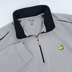 Masters Tech Quarter Zip Pullover Mens XL Polyester Gray Solid Golf Mock Neck